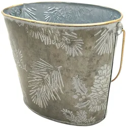 BURI Übertopf aus Metall Winterzeit oval Blumentopf Garten Weihnachten