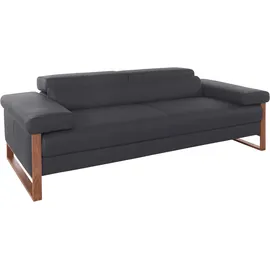 W.Schillig Couch Leder 3-Sitzer Grau