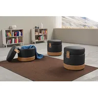 Egoitaliano Hocker Tonder Leder 50 x 50 x 50 cm Schwarz