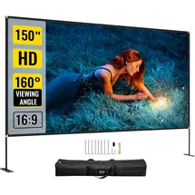 Vevor Projektionsleinwand mit Ständer 381cm Tragbare Filmleinwand 16:9 Outdoor Indoor Beamer Leinwand 347 x 201.9cm Mobile Beamer Leinwand 160°
