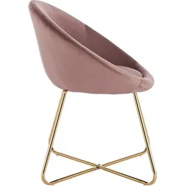 Woltu Esszimmerstühle 2er Set, Polsterstuhl Wohnzimmerstuhl aus Samt, Goldene Metallbeine, Rosa