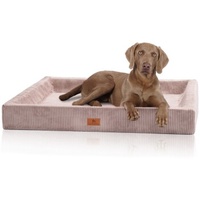 Knuffelwuff orthopädisches Hundebett aus Cord mit Handwebcharakter Santiago rosa XL