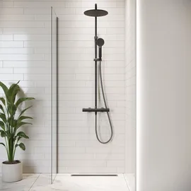 Badplaats Florida Walk-In-Dusche 40 x 200 cm Schwarz Sicherheitsglas