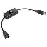 BerryBase USB 2.0 DC-Kabel mit Schalter, A Stecker - A Buchse, 0,25m schwarz