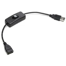 BerryBase USB 2.0 DC-Kabel mit Schalter, A Stecker - A Buchse, 0,25m schwarz