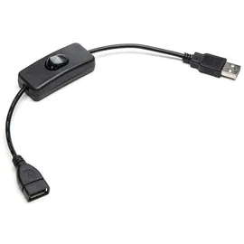 BerryBase USB 2.0 DC-Kabel mit Schalter, A Stecker - A Buchse, 0,25m schwarz