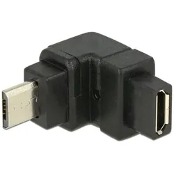 Micro USB 2.0 Winkeladapter Micro B Stecker - Micro B Buchse oben gewinkelt schwarz