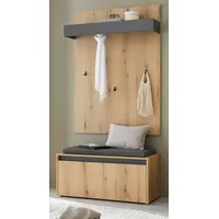 furn.design Evoke Schuhbank 100x40x200 cm Eiche/Grau