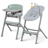 Kinderkraft Kinderhochstuhl LIVY Olive green mit Babyliege Wippe CALMEE