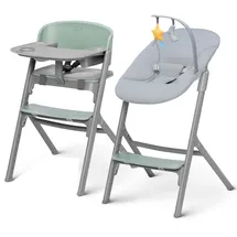 Kinderkraft Kinderhochstuhl LIVY Olive green mit Babyliege Wippe CALMEE