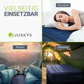 Juskys Luftmatratze Sapri L Blau - 2 Personen Luftbett selbstaufblasend - integrierter Pumpe