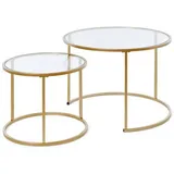 Livetastic Satztisch, Weiß, Gold, Metall, Holzwerkstoff, 2-teilig, rund, Flachrohr, 73.4x50x73.4 cm, einfacher Aufbau, Wohnzimmer, Wohnzimmertische, Satztische