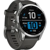 Garmin fenix 7S Standard silber mit graphitfarbenem Armband