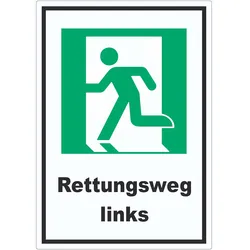Rettungsweg links Aufkleber A4 (210x297mm)
