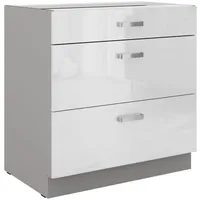 Küchen-Preisbombe Unterschrank 80 cm Weiß Hochglanz x Grau 80 x 0 x 0 cm Grau
