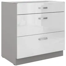 Küchen-Preisbombe Unterschrank 80 cm Weiß Hochglanz x Grau 80 x 0 x 0 cm Grau