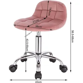 Woltu Bürohocker Samt Rosa