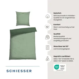 SCHIESSER Doubleface Feinbieber hellgrün 155 x 220 cm + 80 x 80 cm