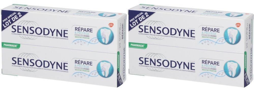 Sensodyne Dentifrice Répare et Protège Menthe Fraîche 2x150 ml dentifrice(s)