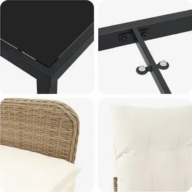 vidaXL Garten Essgruppe mit Kissen 5 pcs Beige Poly Rattan vidaXL