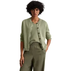 Cardigan MARC O'POLO "aus Heavy-Weight-Organic-Cotton", Damen, Gr. M, smooth sage, Obermaterial: 100% Baumwolle, unifarben, casual, slim fit, Rundhals, Langarm Rippbündchen, Strickjacken