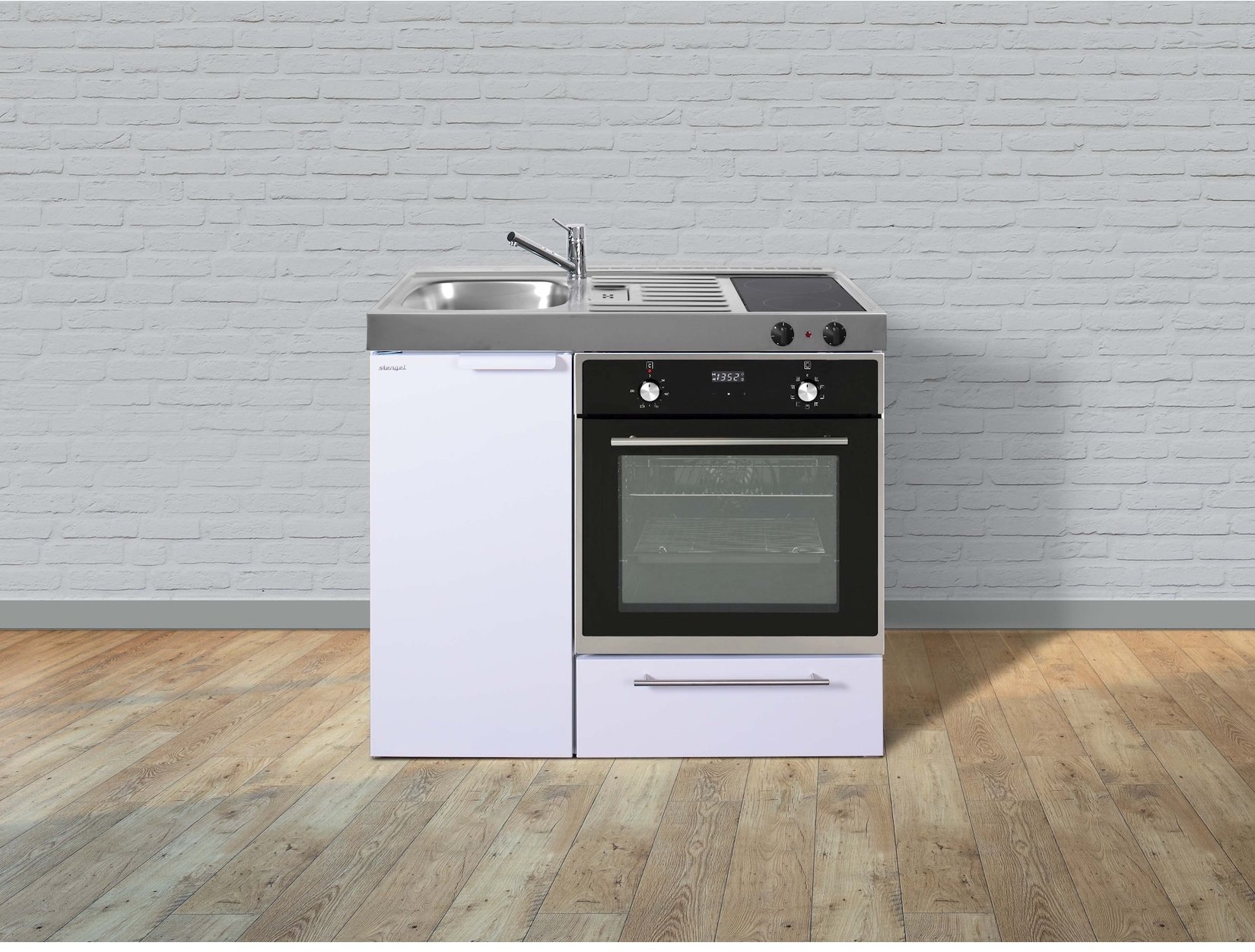 Stengel Küchen Kitchenline MKB 100 weiß - Glaskeramikkochfeld rechts