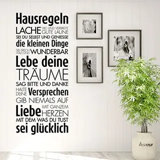 Grandora Wandtattoo Hausregeln Lache Lebe Liebe I grün (BxH) 58 x 135 cm I Familie Flur Küche Wohnzimmer Sticker Aufkleber Wandsticker Wandaufkleber W5452