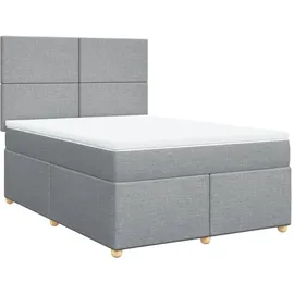 vidaXL Boxspringbett mit Matratze Hellgrau 140x200 cm Stoff