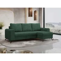 MKS MEBLE Cord Ecksofa - L-Form Cord Sofa mit Schlaffunktion - Wohnlandschaft L Form, Ecksofa mit Schlaffunktion und Bettkasten, Schlafsofa mit Bettkasten, Couch mit Schlaffunktion - Grün Hugo