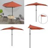 Vidaxl - Balkon-Sonnenschirm Alu-Mast Terrakotta 270x144x222cm Halbrund - Balkonschirm - Sonnenschutz - Gartensorgen - Terracotta - Aluminiumschirm