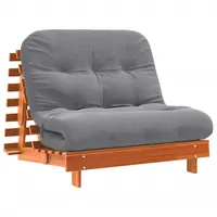 vidaXL Futon Schlafsofa mit Matratze, Bettsofa mit verstellbaren Rückenlehne, Schlafcouch für Wohnzimmer Schlafcouch, Klappsofa, Wachsbraun Massivholz Kiefer