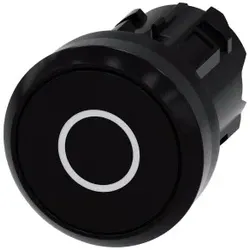 Siemens 3SU10000AB100AD0 Drucktaster, 22mm, rund, Kunststoff, schwarz, Beschriftung: O, Druckknopf