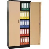 Gürkan Stahlschrank 100125 tiefschwarz, buche 92,0 x 42,0 x 195,0 cm, aufgebaut