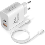 Avizar 18W Power Delivery, Q.C 3.0), Ladegerät, + USB-C Kabel - Weiß