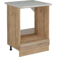 Vicco Herdumbauschrank R-Line, Sonoma/Goldkraft Eiche, 60 cm AP Marmor