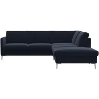 FLEXLUX Ecksofa »Fiore, L-Form«, schmale Armlehnen, Füße alufarben, B/T 234/225 cm, Kaltschaum im Sitz blau