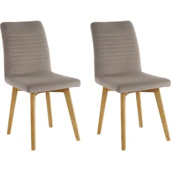 Esszimmerstuhl OTTO PRODUCTS "Alessja", grau (grau, eiche natur), B:47cm H:94cm T:62cm, Massivholz, Holzwerkstoff, Polyester, Stühle, Bezug aus Microfaser, Gestell aus Eiche Massivholz
