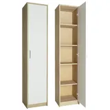 home collective Regal mit 5 Ebenen Aktenschrank mit 4 Einlegeböden und 1 Tür, in mattem Finish Standregal 39 cm breit sonoma weiß