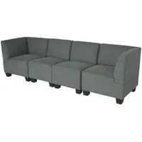 Modular 4-Sitzer Sofa Couch Moncalieri, Stoff/Textil ~ grau, hohe Armlehnen