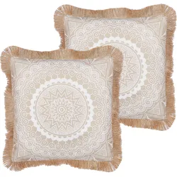 Kissen 2er Set GERANIUM 45 x 45 cm Orientalisches Muster Weiß