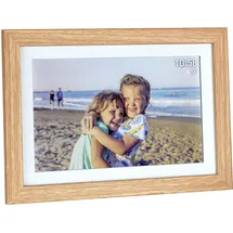 TFA Dostmann FRAMEO App WiFi-Bilderrahmen 10.1 Zoll 1280 x 800 Pixel Digitaler Bilderrahmen, Weiss, braun