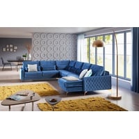 JVmoebel Ecksofa Samt Stoff Sitz Garnitur Designer Wohnlandschaft Ecksofa, Made in Europe blau