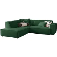 KAWOLA Sofa SAMU Ecksofa Cord smaragd Recamiere links -