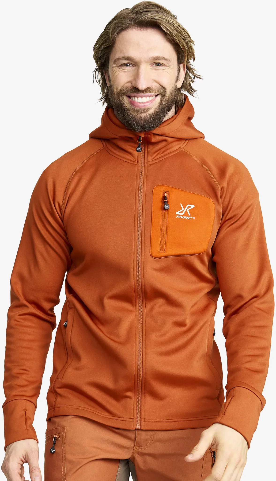 Evolution Stretch Fleece Hoodie Herren Terracotta Brown, Größe:L - Herren > Oberteile > Fleece & Midlayers - Braun