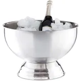 Relaxdays Sektkühler Schale, XXL Eiswürfelbehälter für Wein, Champagner, Edelstahl, Getränkekühler D: 36,5 cm, silber