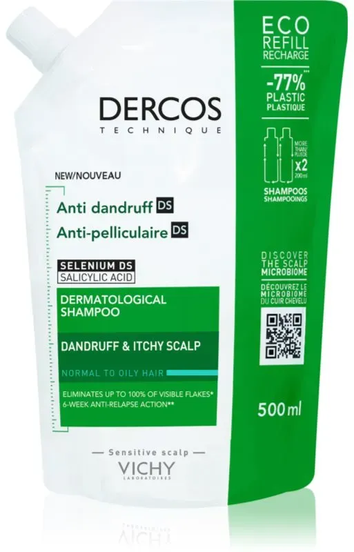 Vichy Dercos Anti-Dandruff Shampoo gegen Schuppen für normales bis fettiges Haar Ersatzfüllung 500 ml