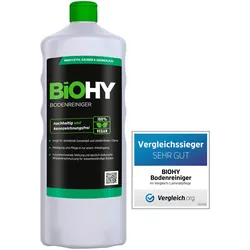 BiOHY Bodenreiniger (1l Flasche) | Konzentrat für alle Reinigungsgeräte und alle Hartböden | Angenehmer Geruch und streifenfreie Reinigung