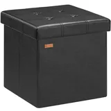CASARIA Sitzhocker Schwarz Kunstleder 38x38x38cm faltbar