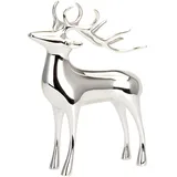 Gro�e Stehende Silber Deko Rentier Figur & Geweih - Weihnachten Wildfigur 15 cm