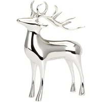 Große Stehende Silber Deko Rentier Figur & Geweih - Weihnachten Wildfigur 15 cm